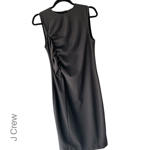 J CREW 365 | NWOT | BLACK PONTE KNIT RUCHED SLEEVELESS BODYCON DRESS | SIZE: 6 - Picture 1 of 10